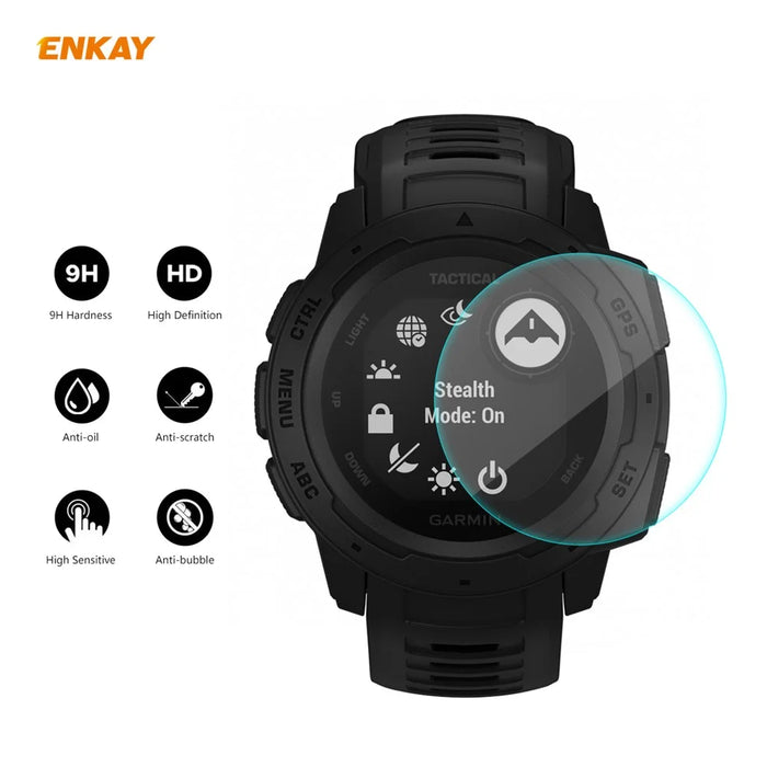 HAT PRINCE 2Pcs/Pack 0.2mm Tempered Glass Screen Films 9H 2.15D for Garmin Instinct / Instinct Tactical / Instinct Tide - 2
