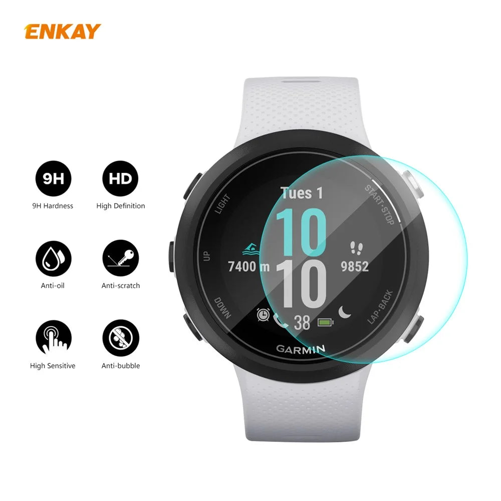 HAT PRINCE 2Pcs/Pack 0.2mm 9H 2.15D Tempered Glass Screen Protectors for Garmin Swim 2 - 2