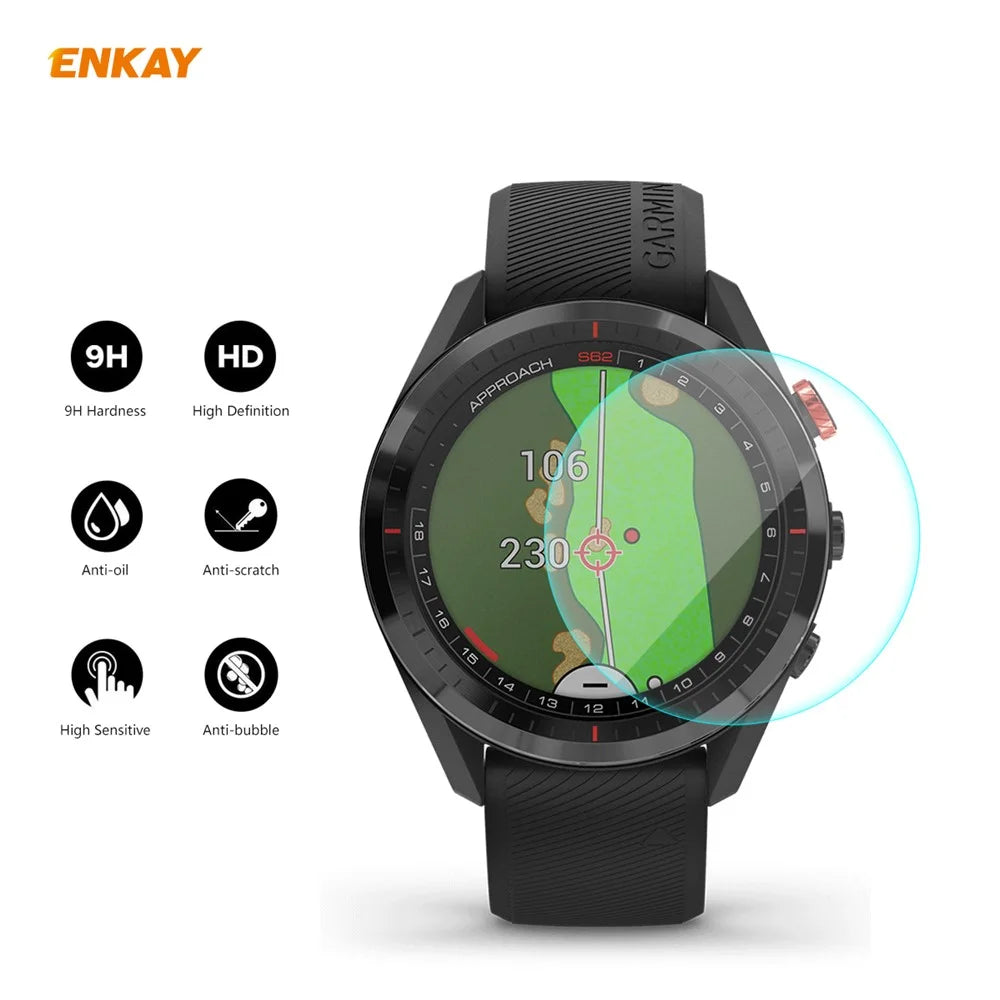 ENKAY 2Pcs/Pack 0.2mm 9H 2.15D Tempered Glass Screen Films for Garmin Approach S62 - 2
