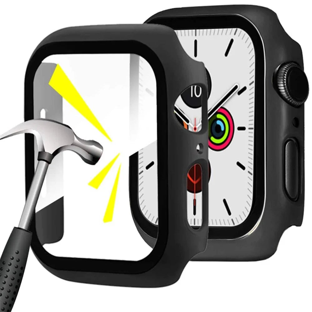 Frame PC + Tempered Glass Protector Watch Case for Apple Watch Series 3 / 2 / 1 38mm - Black - 1