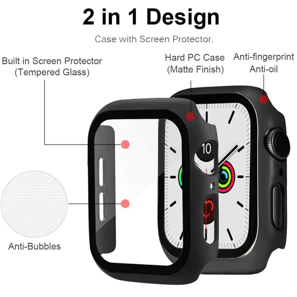 Frame PC + Tempered Glass Protector Watch Case for Apple Watch Series 3 / 2 / 1 38mm - Black - 3