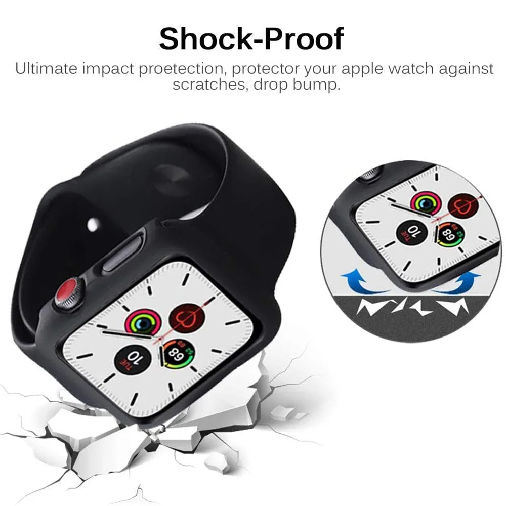 Frame PC + Tempered Glass Protector Watch Case for Apple Watch Series 3 / 2 / 1 38mm - Black - 5