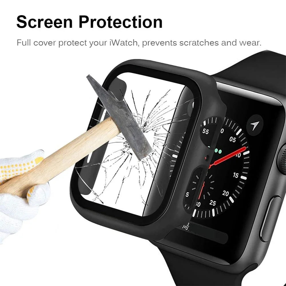 Frame PC + Tempered Glass Protector Watch Case for Apple Watch Series 3 / 2 / 1 38mm - Black - 7