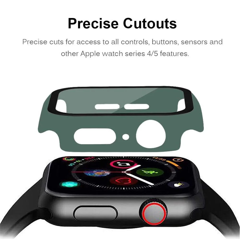 Matte Frame PC + Tempered Glass Anti-scratch Screen Protector Watch Case for Apple Watch Series 4 40mm - Dark Green - 3