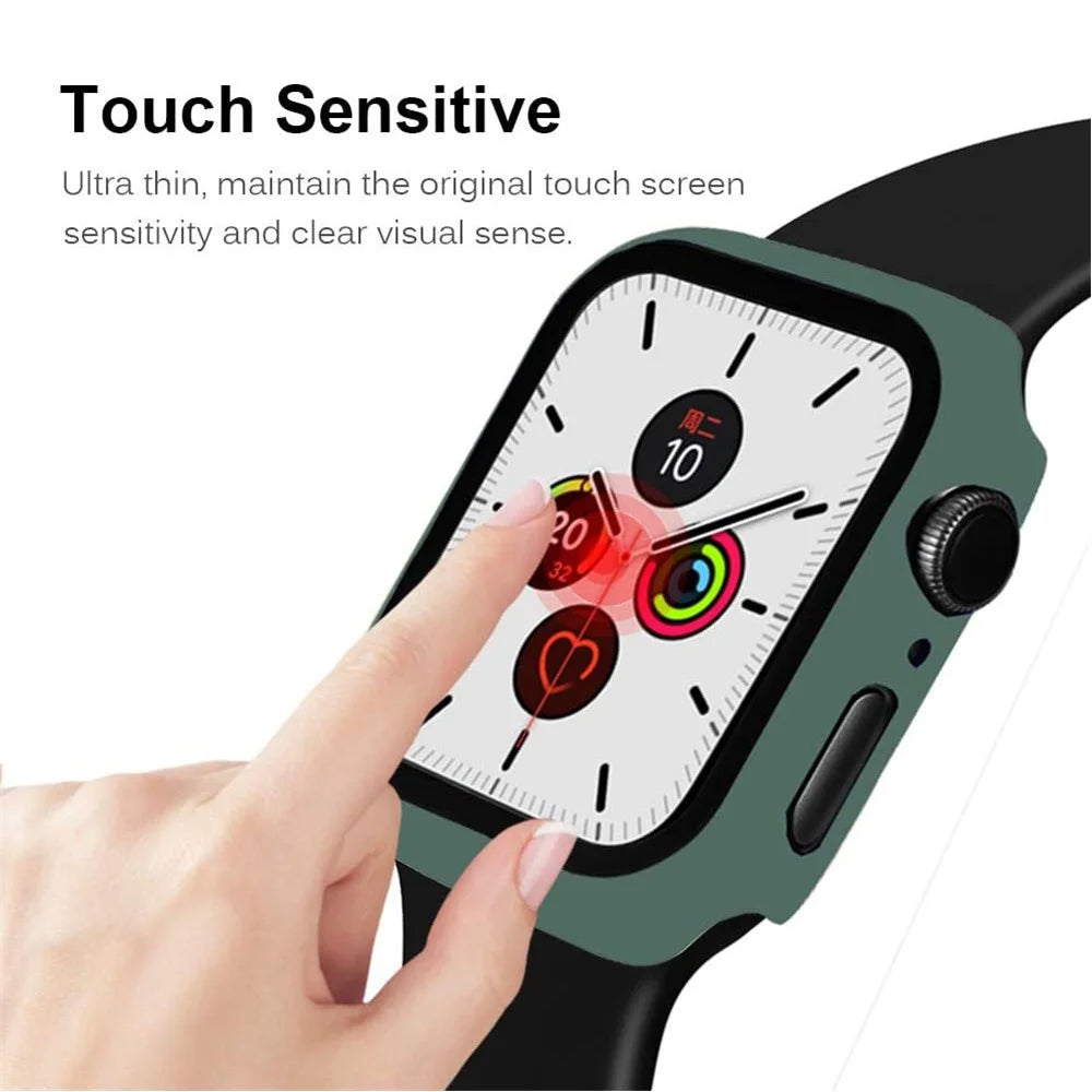 Matte Frame PC + Tempered Glass Anti-scratch Screen Protector Watch Case for Apple Watch Series 4 40mm - Dark Green - 4