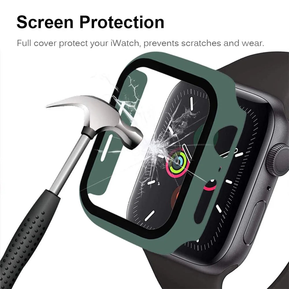 Matte Frame PC + Tempered Glass Anti-scratch Screen Protector Watch Case for Apple Watch Series 4 40mm - Dark Green - 6