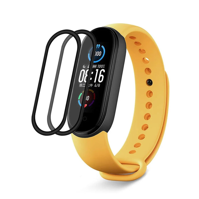 ENKAY HAT PRINCE 2Pcs Curved Edge PC + PMMA Screen Protector Full Glue for Xiaomi Mi Band 5 / 6 Complete Covering - 1