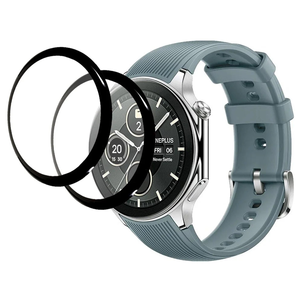 2Pcs / Pack For OnePlus Watch 2 / Oppo Watch X Screen Protector Watch PMMA Film (Black Edge) - 1