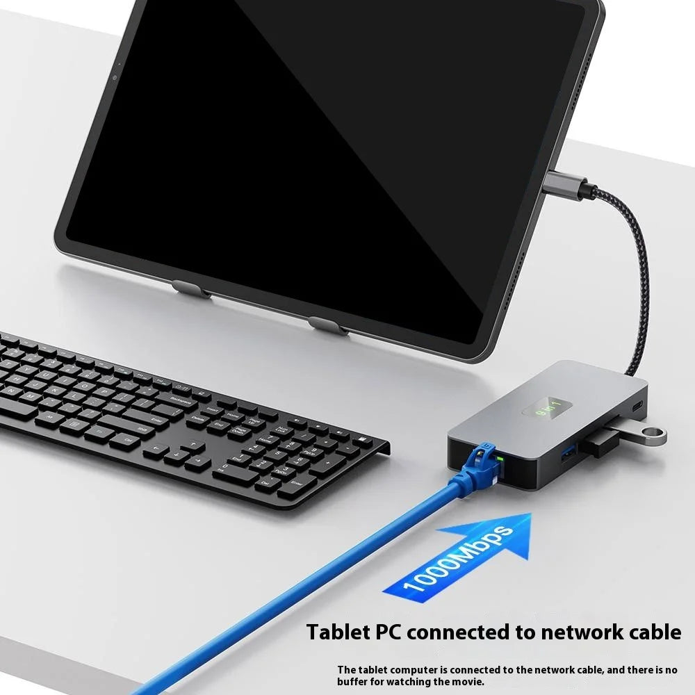 2318 Type-C Hub with 3xUSB 3.0+HD Video Output+2xCard Readers+PD 100W+RJ45 Ethernet+USB-C Data Converter - 5