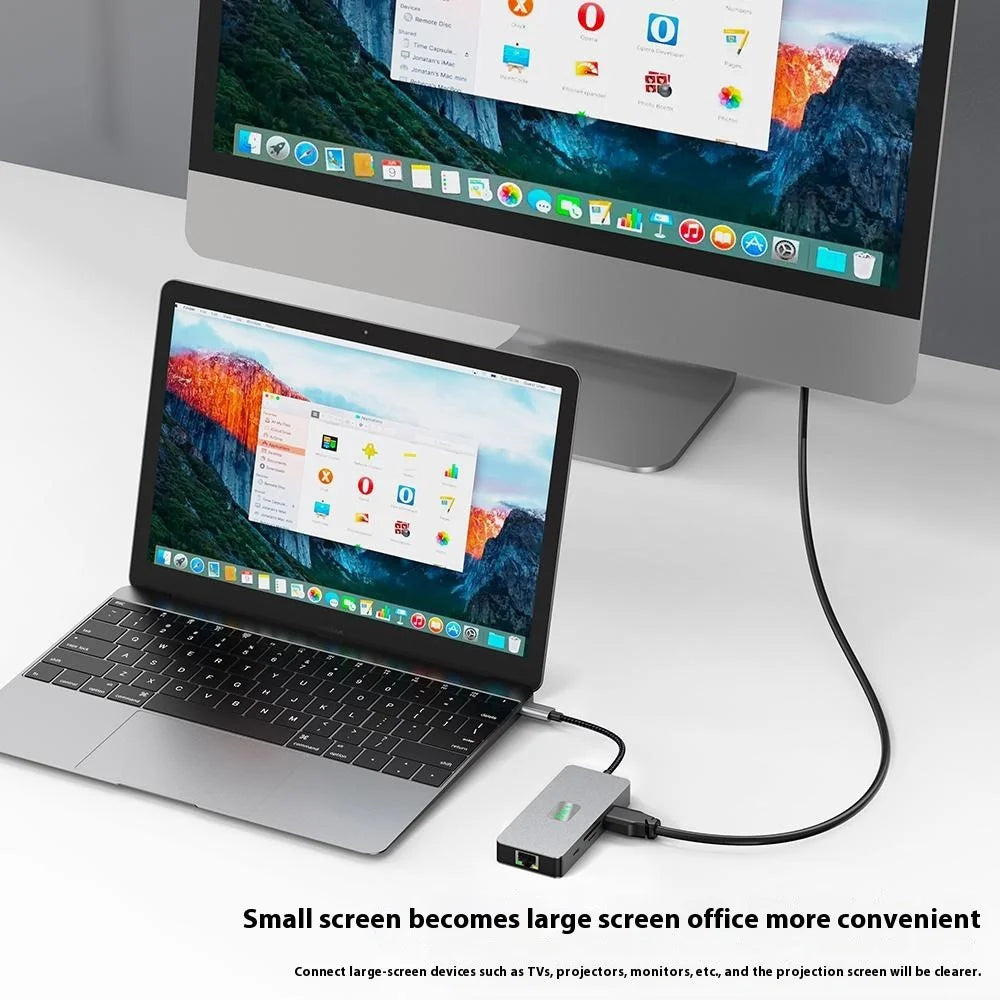 2318 Type-C Hub with 3xUSB 3.0+HD Video Output+2xCard Readers+PD 100W+RJ45 Ethernet+USB-C Data Converter - 6