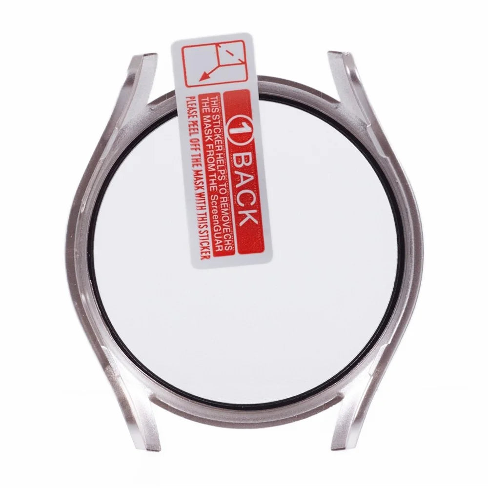 For Samsung Galaxy Watch7 44mm Watch Case Hard PC Cover with Tempered Glass Screen Film - Starlight - 3