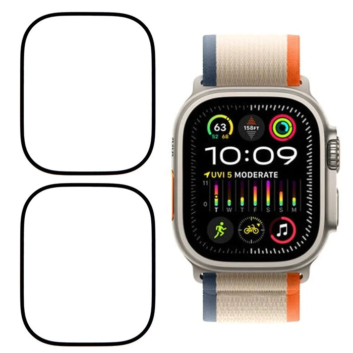 2Pcs  /  Pack For Apple Watch Ultra 2 49mm Watch Screen Protector HD Clear PMMA Film (Black Edge) - Black - 1