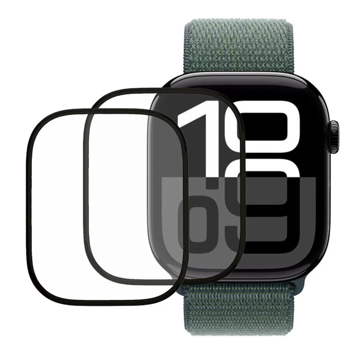 2Pcs / Pack For Apple Watch Series 11 46mm / 10 46mm Watch Screen Protector HD Clear PMMA Film (Black Edge) - Black - 1