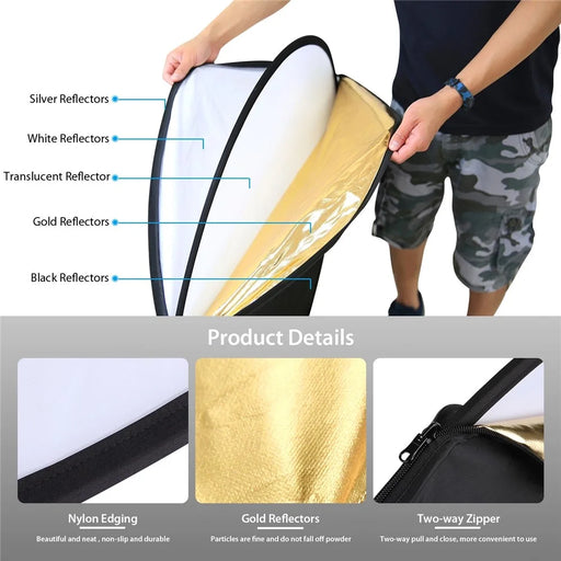 PULUZ 110cm 5 in 1 Photography Reflector Board Folding Photo Studio Reflector Disc - 2