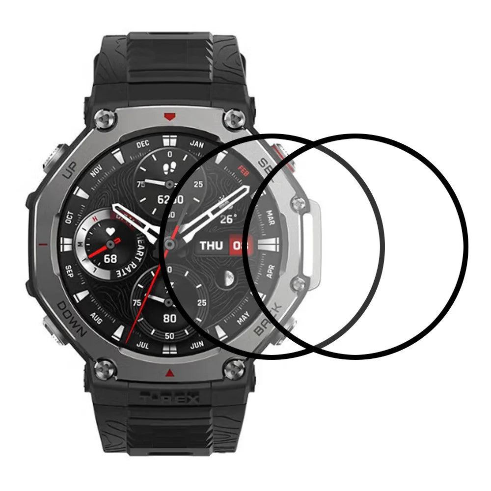 2Pcs / Pack For Huami Amazfit T-Rex 3 Watch Screen Protector HD Clear PMMA Film (Black Edge) - Black - 1