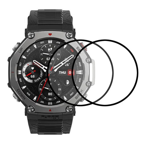 2Pcs / Pack For Huami Amazfit T-Rex 3 Watch Screen Protector HD Clear PMMA Film (Black Edge) - Black - 1
