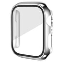 Bulk Purchasing Watch Case For Apple Watch Series 9 / 8 / 7 41mm Electroplating PC Cover with Tempered Glass Screen Film - Silver - 1
