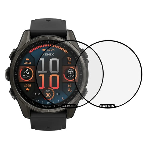 2Pcs / Pack For Garmin Fenix 8 47mm Watch Screen Protector HD Clear PMMA Film (Black Edge) - Black - 1