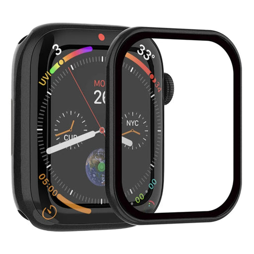 RURIHAI Tempered Glass Screen Film for Apple Watch Series 9 / 8 / 7 41mm PC Frame Watch Screen Protector - Black - 1