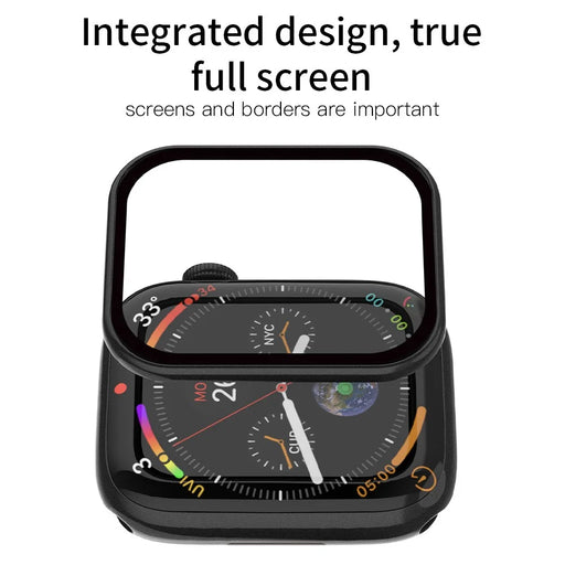 RURIHAI Tempered Glass Screen Film for Apple Watch Series 9 / 8 / 7 41mm PC Frame Watch Screen Protector - Black - 2