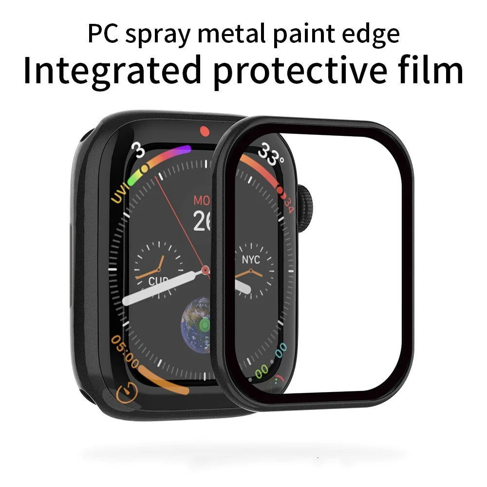 RURIHAI Tempered Glass Screen Film for Apple Watch Series SE3 / SE2 / SE1 / 6 / 5 / 4 40m PC Frame Watch Screen Protector - Black - 3