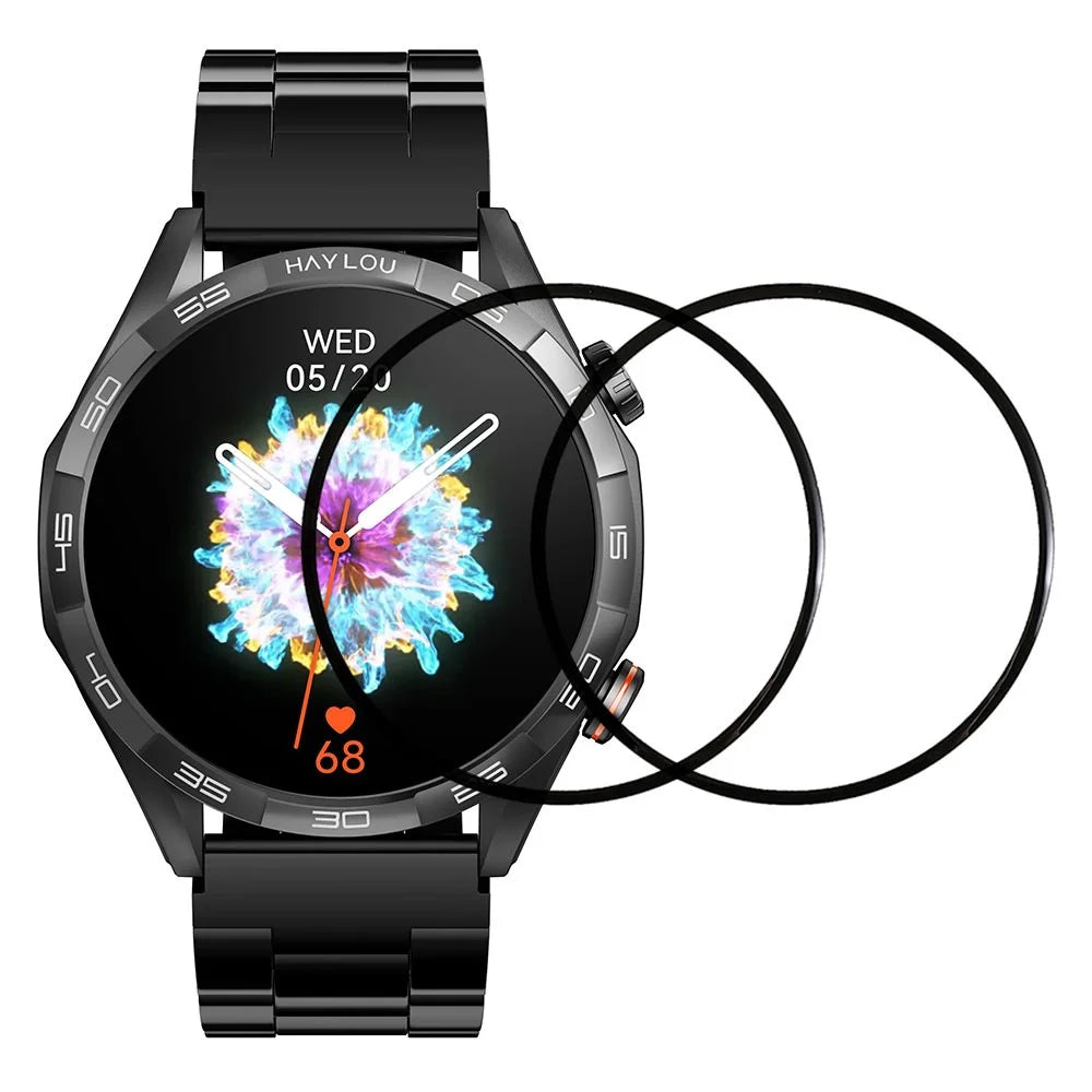2Pcs  /  Pack For Haylou Solar 5 Watch Screen Protector HD Clear PMMA Film (Black Edge) - 1