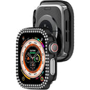For Apple Watch Series 11 / 10 42mm PC Case Hollow Design Rhinestone Decor Watch Frame Cover - Black - 5