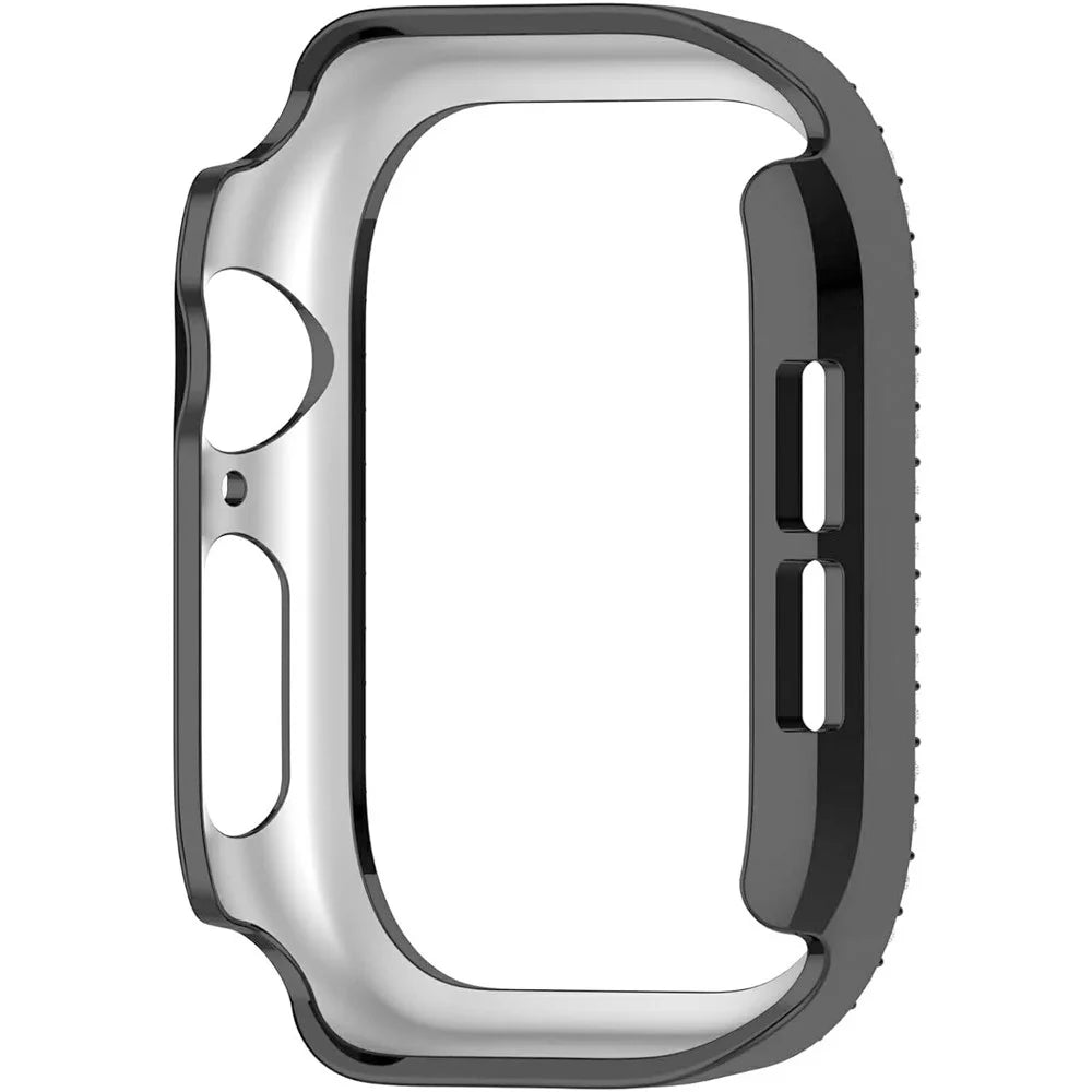 For Apple Watch Series 11 / 10 46mm PC Case Hollow Design Rhinestone Decor Watch Frame Cover - Black - 3