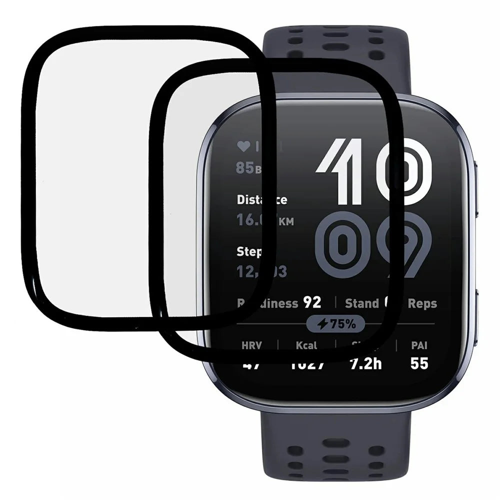 2Pcs / Pack For Huami Amazfit Bip 6 Screen Protector Smart Watch HD Clear PMMA Film (Black Edge) - 1