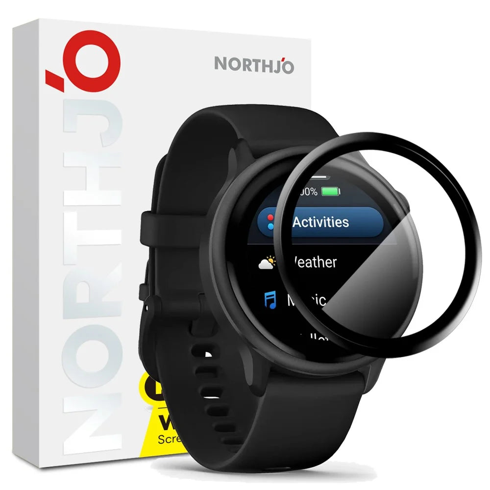 NORTHJO For Garmin Vivoactive 6 Screen Protector PMMA Anti Scratch Black Edge Watch Film HD Clarity Abrasion Resistant - 1