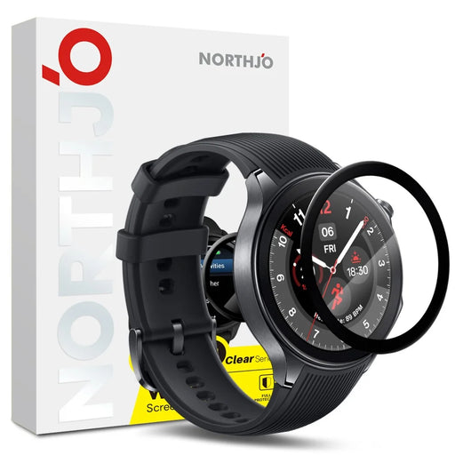NORTHJO For OnePlus Watch 2 / Oppo Watch X Screen Protector PMMA Anti Scratch Black Edge Watch Film HD Clarity Abrasion Resistant - 1