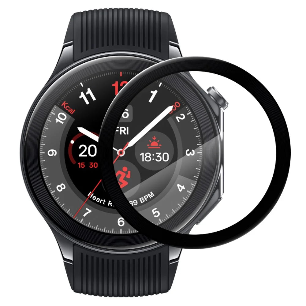 NORTHJO For OnePlus Watch 2 / Oppo Watch X Screen Protector PMMA Anti Scratch Black Edge Watch Film HD Clarity Abrasion Resistant - 3