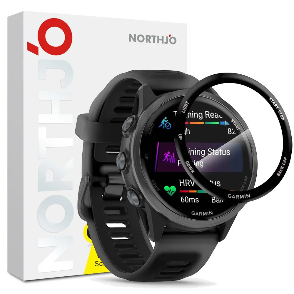 NORTHJO For Garmin Forerunner 570 42mm Screen Protector PMMA Anti Scratch Black Edge Watch Film HD Clarity Abrasion Resistant - 1