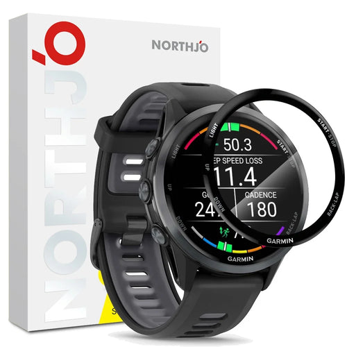NORTHJO For Garmin Forerunner 570 47mm Screen Protector PMMA Anti Scratch Black Edge Watch Film HD Clarity Abrasion Resistant - 1