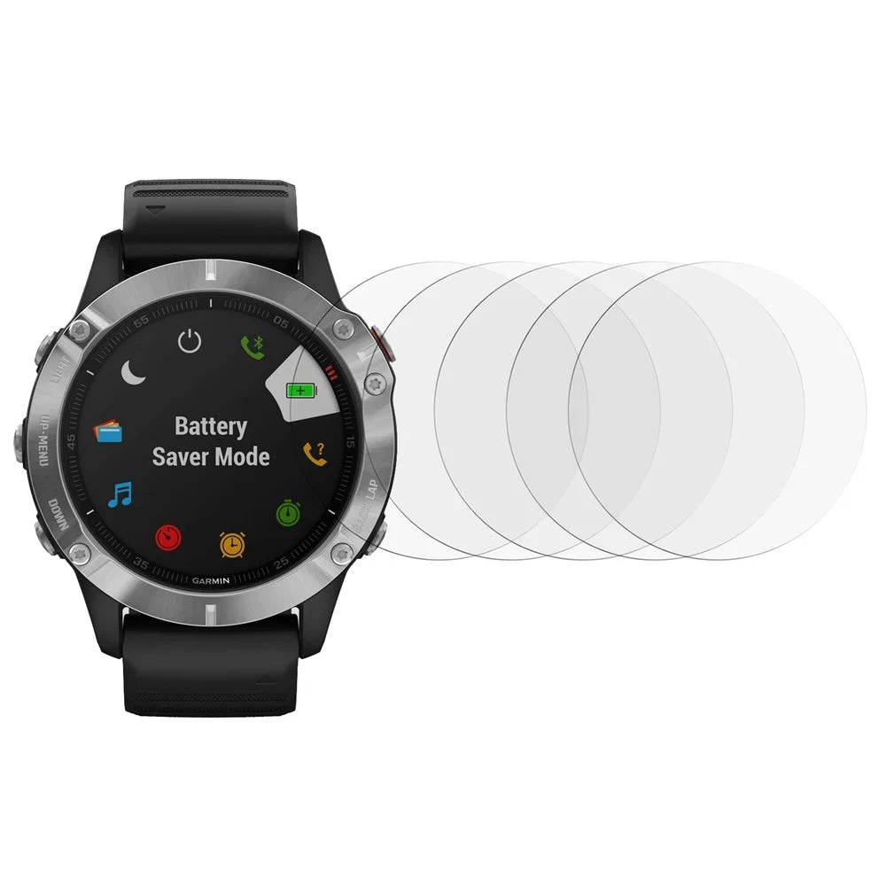 5Pcs For Garmin Fenix 6 / 6 Pro Screen Protector Arc Edge Tempered Glass Clear Smart Watch Film - 1
