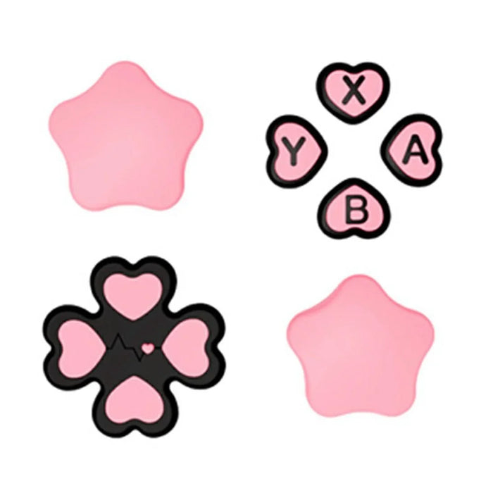 For Nintendo Switch 2 Silicone Joystick Caps Cute Button Sticker Set Game Controller Accessories - Pink+Black - 1