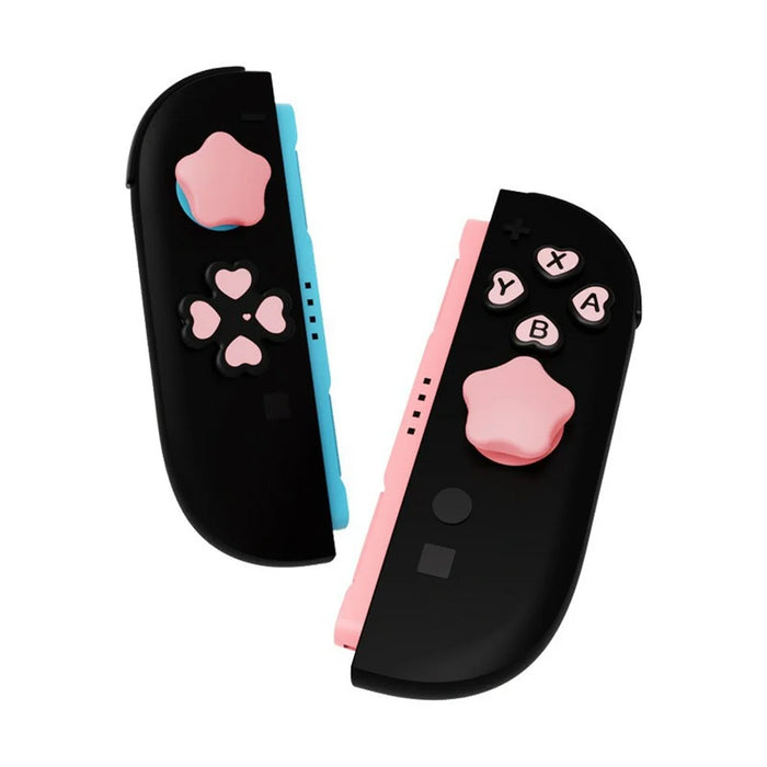 For Nintendo Switch 2 Silicone Joystick Caps Cute Button Sticker Set Game Controller Accessories - Pink+Black - 2