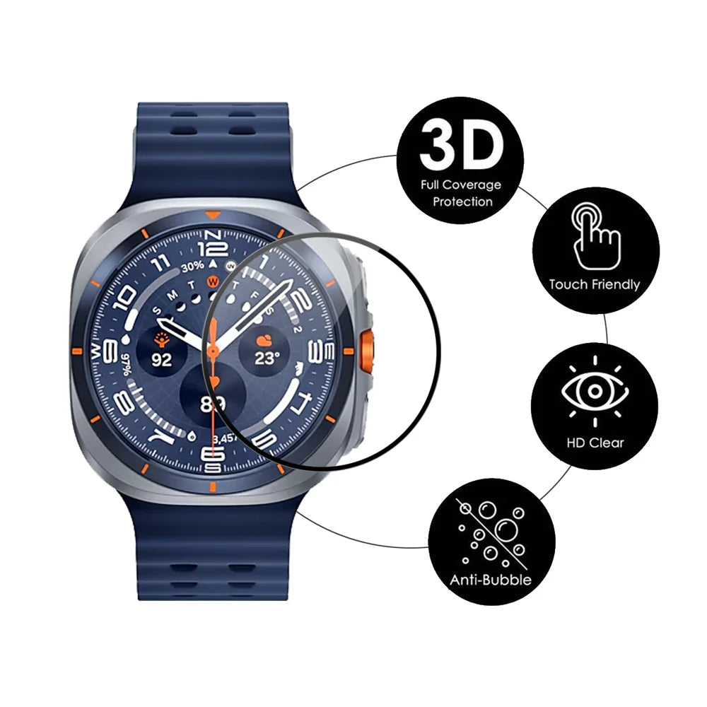 ENKAY HAT PRINCE For Samsung Galaxy Watch Ultra (2025) 47mm / Ultra 47mm 2Pcs Screen Protector 3D Curved PC + PMMA Ultra Clear Film - Black - 2