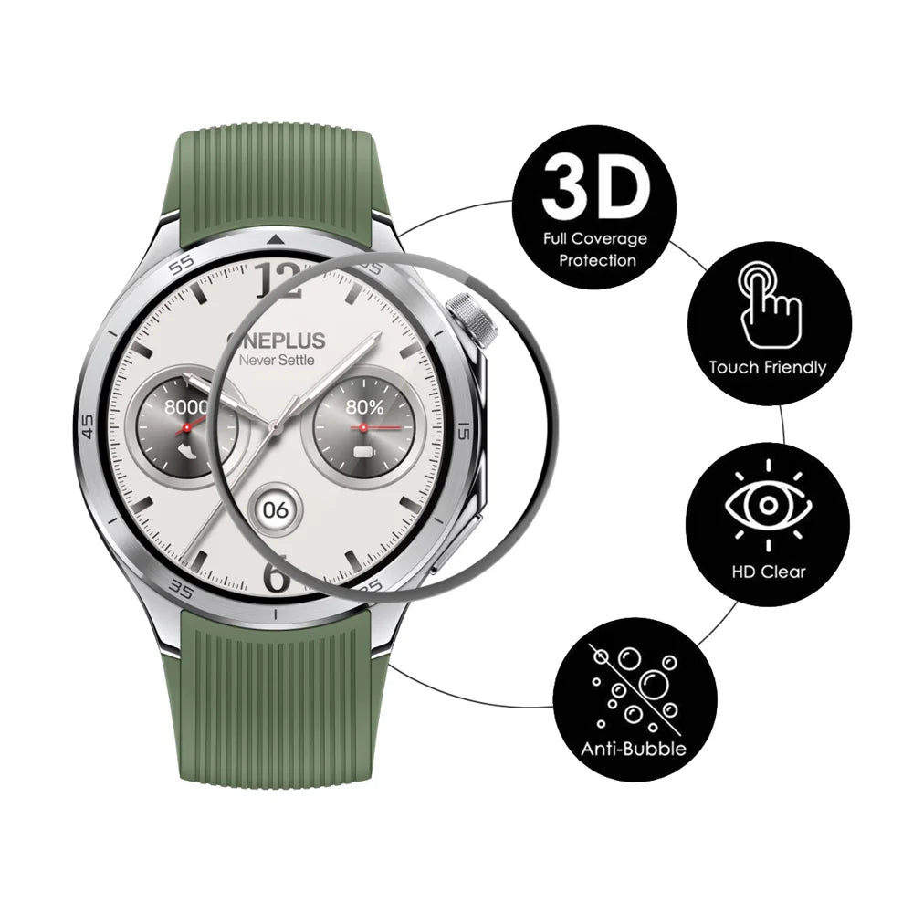 ENKAY HAT PRINCE For OnePlus Watch 3 46mm 2Pcs Screen Protector   3D Curved PC + PMMA Ultra Clear Film - Black - 3