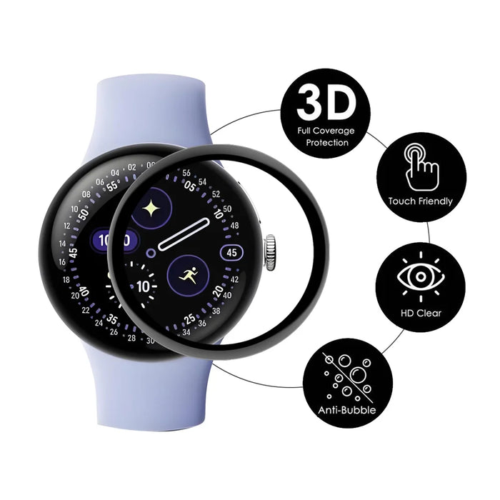 ENKAY HAT PRINCE For Google Pixel Watch 4 41mm 2Pcs Screen Protector   3D Curved PC + PMMA Ultra Clear Film - Black - 2