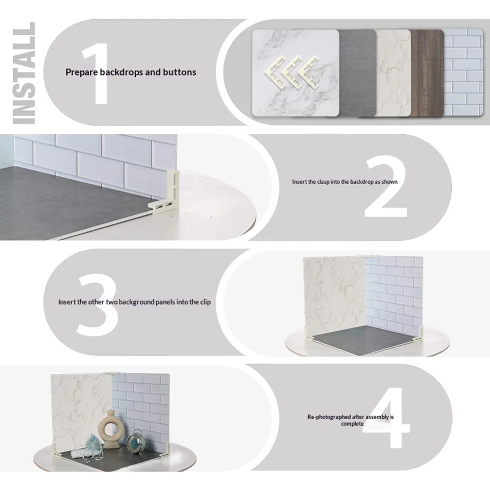 5Pcs 40 x 40cm Double-sided Photography Background Board  PVC Photo Backdrop Props Set - 7