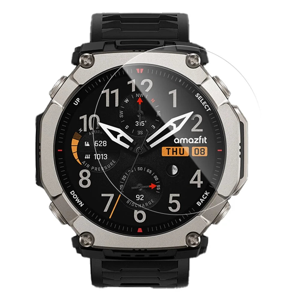 RURIHAI For Huami Amazfit T-Rex Ultra 2 Screen Protector High Aluminium-silicon Glass Watch Film with Alignment Tool - Transparent - 1