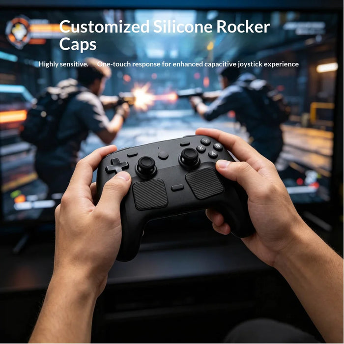 PGTECH GP-828 12 in 1 For Steam Controller (2nd generation) Protective Kit Silicone Thumbstick Caps with Carbon Fiber Sticker and Type-C Dust Plug - Black - 2