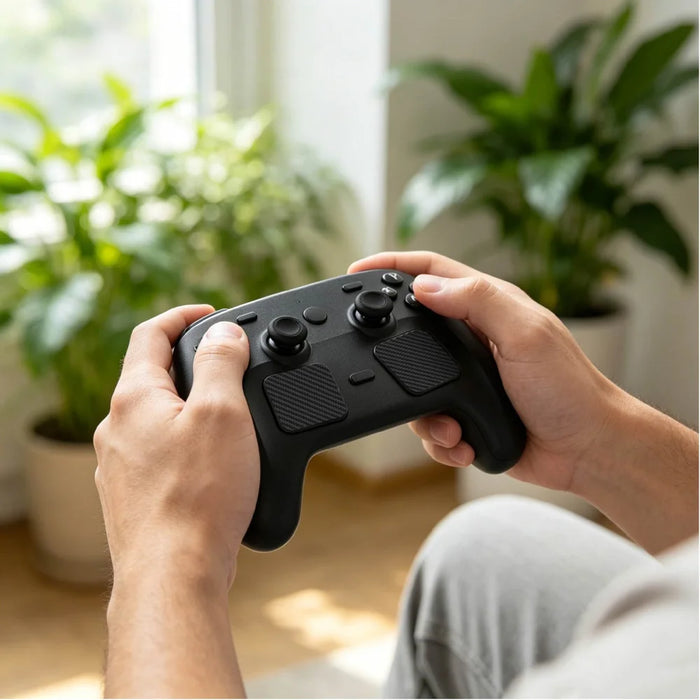 PGTECH GP-828 12 in 1 For Steam Controller (2nd generation) Protective Kit Silicone Thumbstick Caps with Carbon Fiber Sticker and Type-C Dust Plug - Black - 3