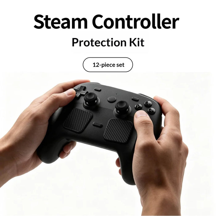 PGTECH GP-828 12 in 1 For Steam Controller (2nd generation) Protective Kit Silicone Thumbstick Caps with Carbon Fiber Sticker and Type-C Dust Plug - Black - 4