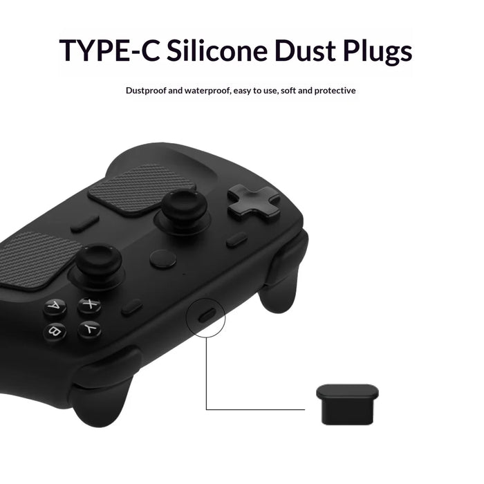 PGTECH GP-828 12 in 1 For Steam Controller (2nd generation) Protective Kit Silicone Thumbstick Caps with Carbon Fiber Sticker and Type-C Dust Plug - Black - 5