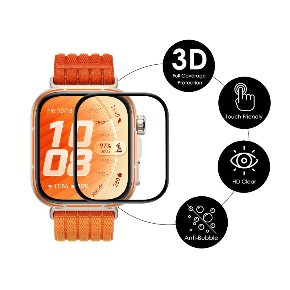 HAT PRINCE for Huawei Watch Fit 5 Pro 2Pcs Screen Protector ENKAY  3D Curved PC + PMMA Ultra Clear Film - Black - 2