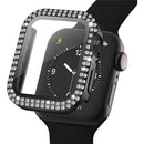 Tempered Glass Screen Protector Smart Watch Case Cover with Rhinestone Decor for Apple Watch Series SE3 / SE2 / SE1 /  6 / 5 / 4 40mm - Black - 1
