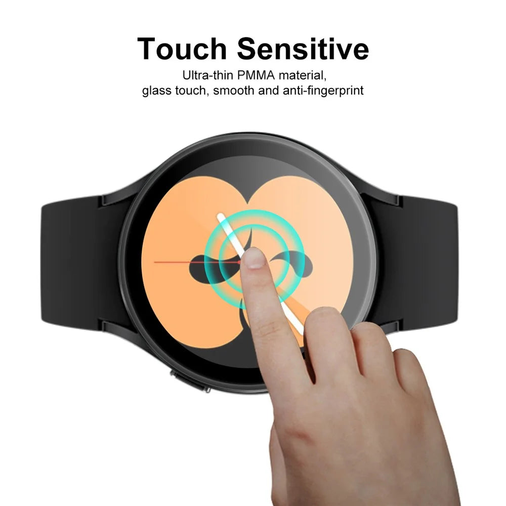 2Pcs ENKAY HAT PRINCE Full Size 3D Curved Soft PC Edge + Anti-Scratch HD Ultra Clear PMMA Tempered Glass Screen Protector for Samsung Galaxy Watch4 40mm - 5