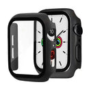 2-in-1 Hard PC Frame + Tempered Glass Screen Protector Watch Case for Apple Watch Series 9 / 8 / 7 45mm - Black - 1